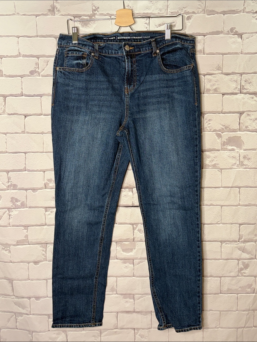 Old Navy Relaxed Boyfriend Jeans in Dark Blue Denim Size 12